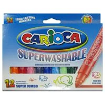 Μαρκαδόροι Carioca superwashable jumbo 12 χρωμάτων - kalachani.gr