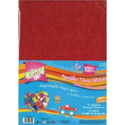 Αφρώδες υλικό με glitter assortie 20x30 10 τεμαχίων - kalachani.gr